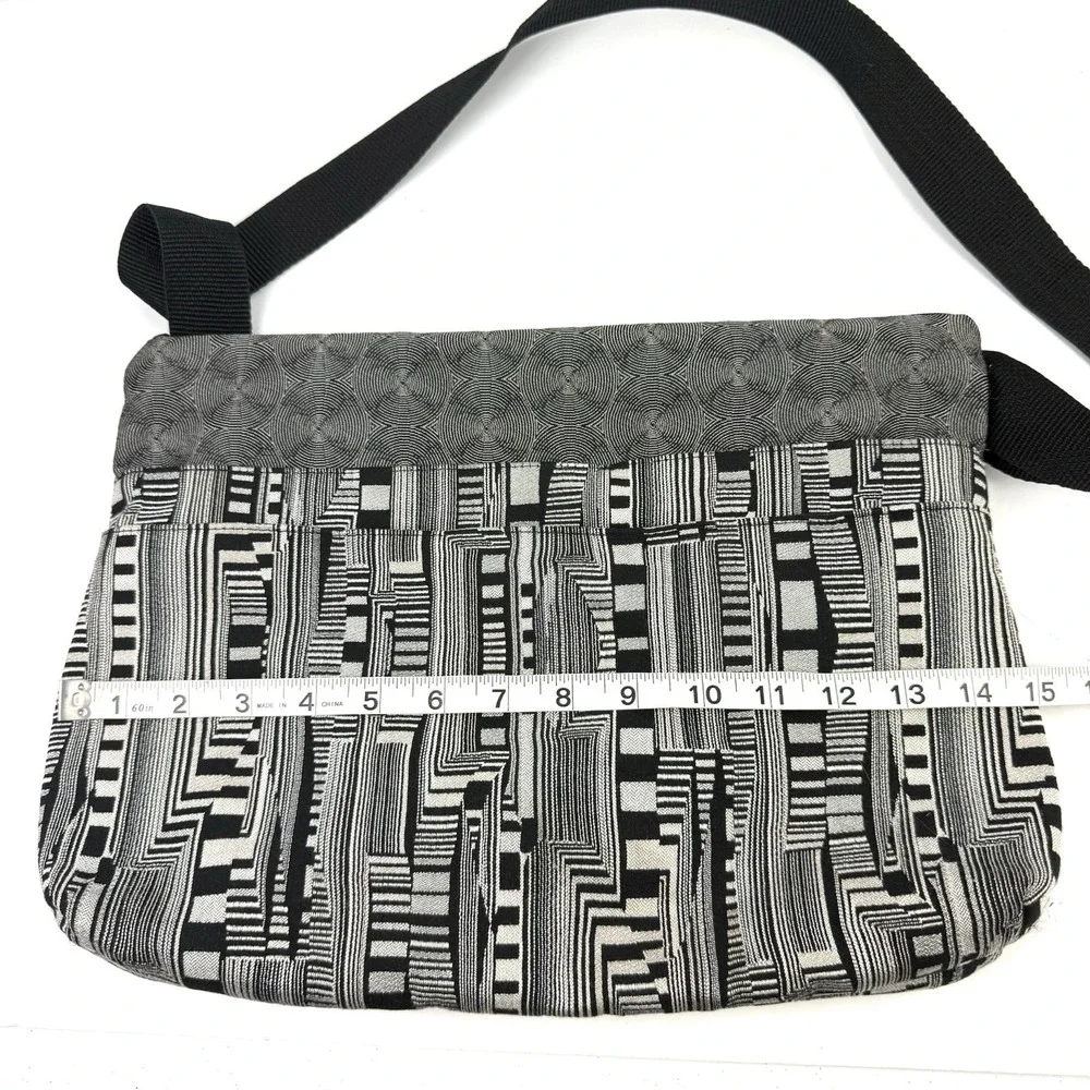 Maruca Messenger Bag Optic Beat Black Tapestry Handbag Handmade Colorado USA